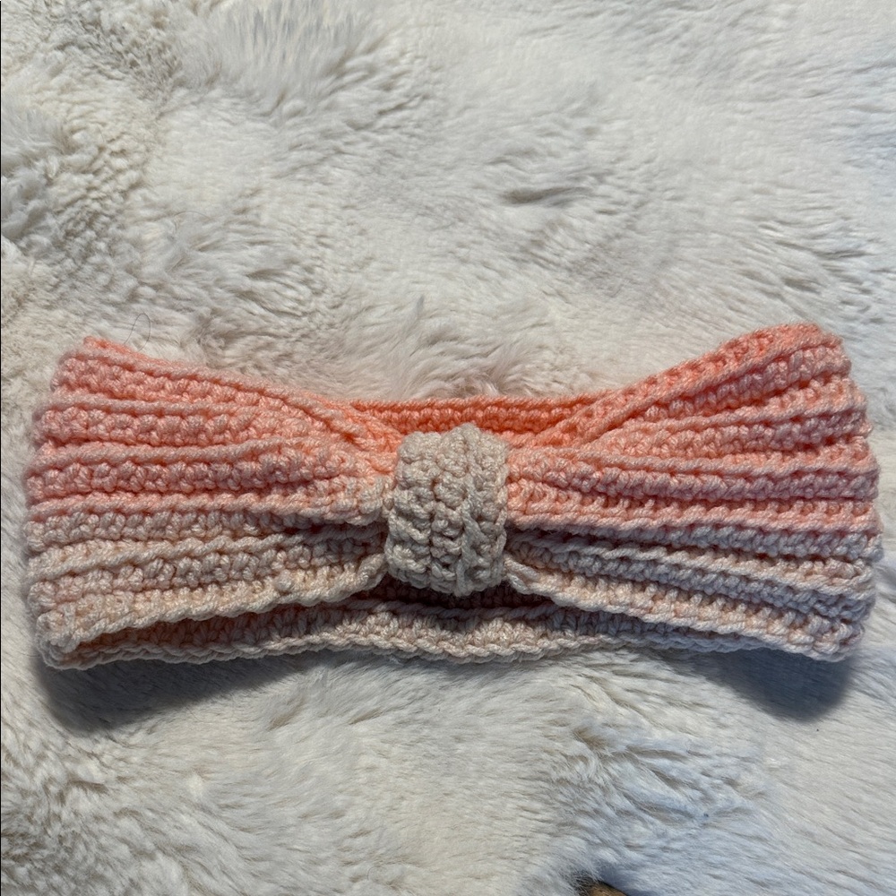 Pink and Cream Knitted Headband